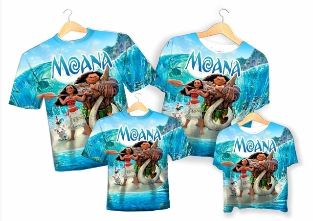 Personalizados Família - 3 camisetas - Moana