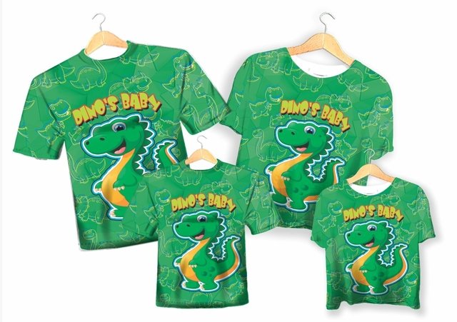 Camiseta Familia Dinossauro Dino e Baby