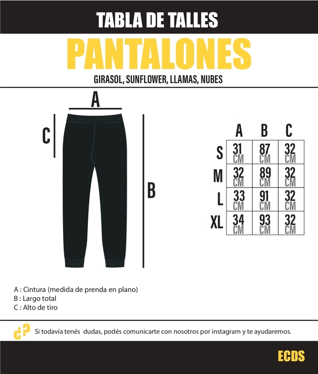 Tabla medidas Pantalones tejidos - El club del sweater