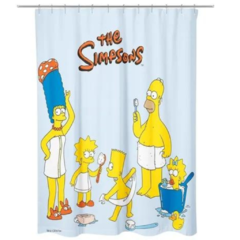 Cortina De Baño Los Simpson Impermeable Poliester + Ganchos - tienda online