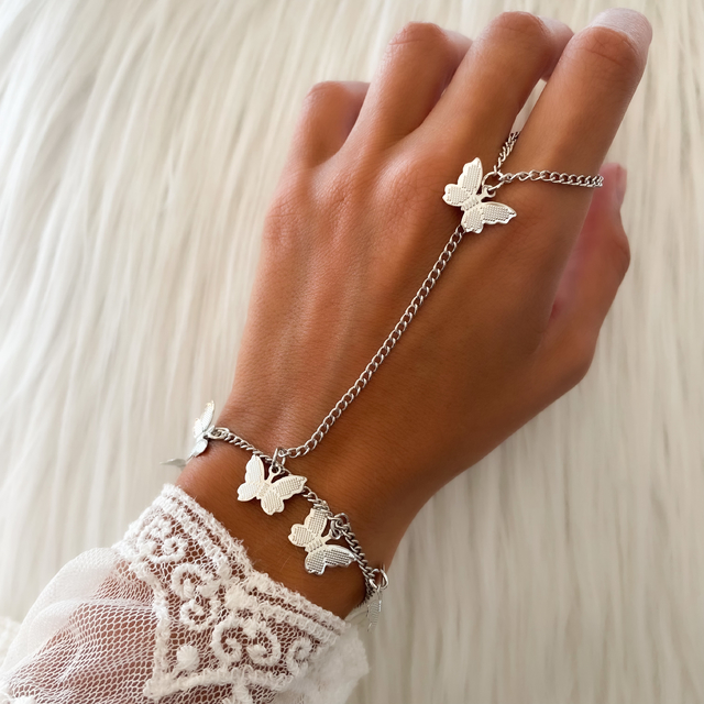 PULSERA CON ANILLO MARIPOSAS TRAMADAS