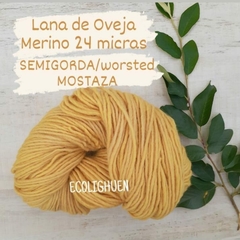 LANA Oveja MERINO 24 micras SEMIGORDA/worsted TINTES NATURALES -100grs - comprar online