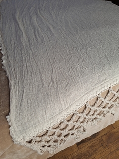 PIE DE CAMA / MANTA tejido en telar con hilo de puro algodón teñido con tintes naturales