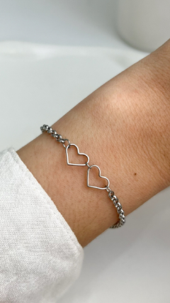 Pulsera Corazones Calados | Acero Quirurgico - comprar online