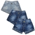 KIT SHORT JEANS FEM 3 PÇ AZUL E MARINHO PUIDO SKL12 TAM 04