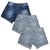 KIT SHORT JEANS FEM 3 PEÇAS AZUL CLARO E MARINHO SKL6 TAM 04