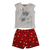 CONJ. BLUSA E SHORTS FEM VERMELHO BORBOLETA MALHA TAM: G