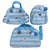 Kit Bolsa Maternidade Azul Bebe Listras Luxo Completo IB