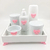 Kit Higiene Bebê Porcelana Lacinho Rosa Bandeja Mdf Garrafa 6pçs - comprar online