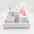 Kit Higiene Bebê Porcelana Ursinha Rosa Bandeja Mdf Garrafa 6pçs - comprar online