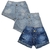 KIT SHORT JEANS FEM 3 PÇ AZUL CLARO MAR AZUL PUIDO SKL19 TAM 06