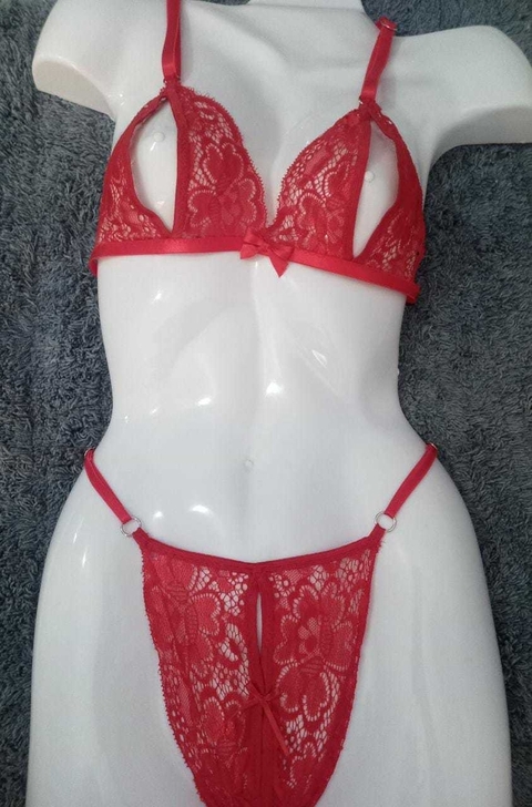 CONJUNTO DOS PIEZAS ABIERTO ROJO