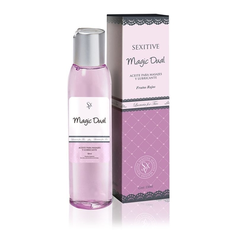 Aceite para masajes y lubricante MAGIC DUAL AROMA FRUTOS ROJOS