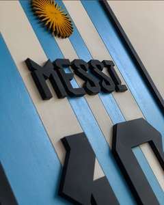 Imagen de Cuadro Messi hecho en madera 50x25cm