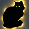 Silueta de gato luz calida pilas 45x40cm