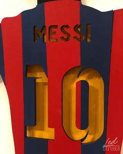 Messi silueta / camiseta FC Barcelona / 12v enchufe y dimmer / 40 x 40cm - Led it be cuadros brillantes 