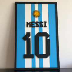 Cuadro Messi hecho en madera 50x25cm - comprar online