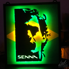 Ayrton Senna bandera brasil cuadro led con marco