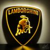 Lamborgini logo led ambar y pintura dorada