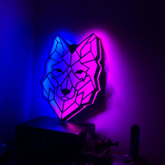 Lobo Geométrico led azul y rosa - comprar online