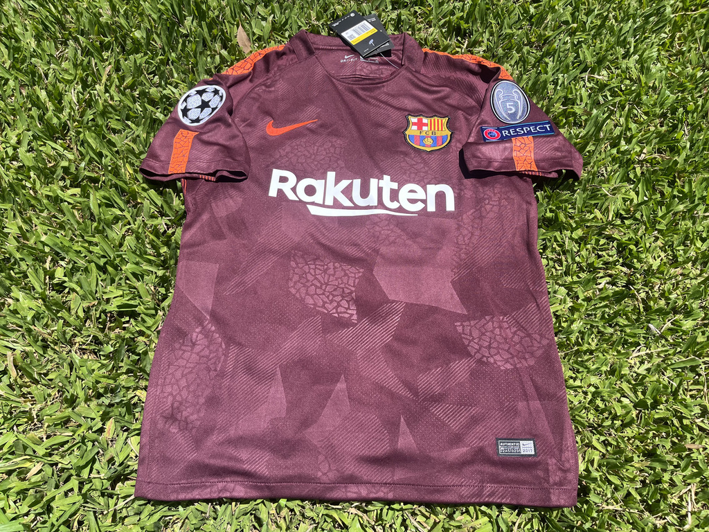 Camiseta RETRO Barcelona Suplente 2017 18 Marron Messi UCL