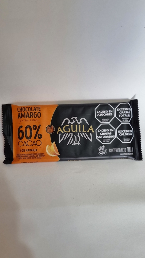 Chocolate amargo extrafino 60% cacao con naranja Aguila x 100gr