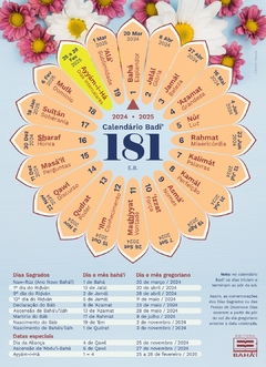 Calendário Badí' - Ano 181 E.B. Grátis em PDF