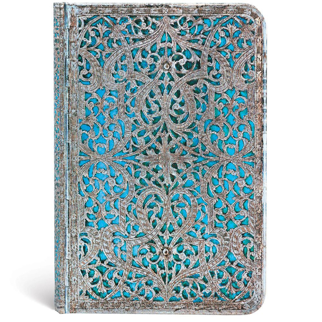 Caderno Paperblanks 14x9,5cm Pautado Silver Filigree Maya Blue 2566-5