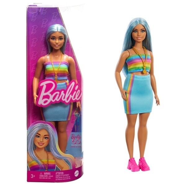 Boneca Barbie Fashionista Vestido Arco Íris 218 Mattel Fbr37