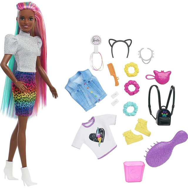 Boneca Barbie Penteado Arco Íris De Oncinha Negra Grn80 Mattel