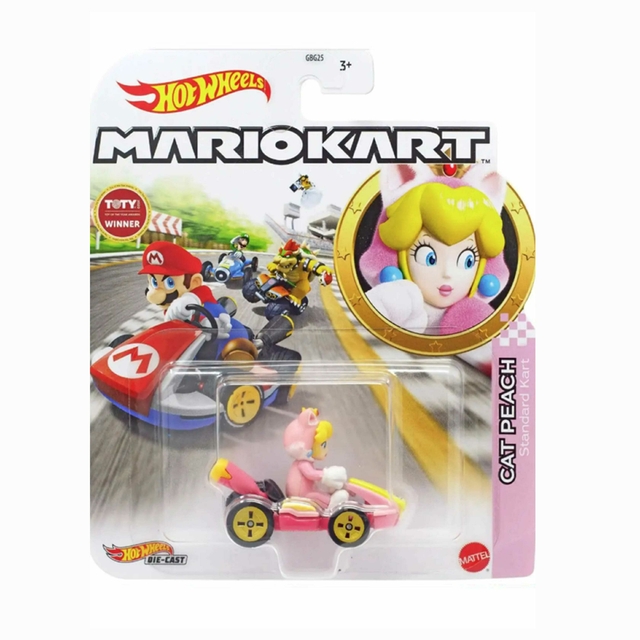 Carrinho Hot Wheels Mario Kart Cat Peach Standard Kart Gbg25 Mattel