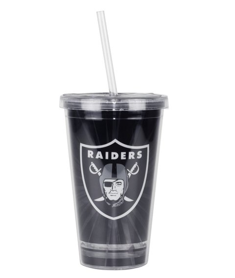 Copo Com Canudo Oakland Raiders - 480ml - Nfl