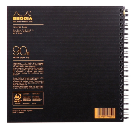 Caderno Rhodia Quadriculado Reverse 21x21cm Preto 119960