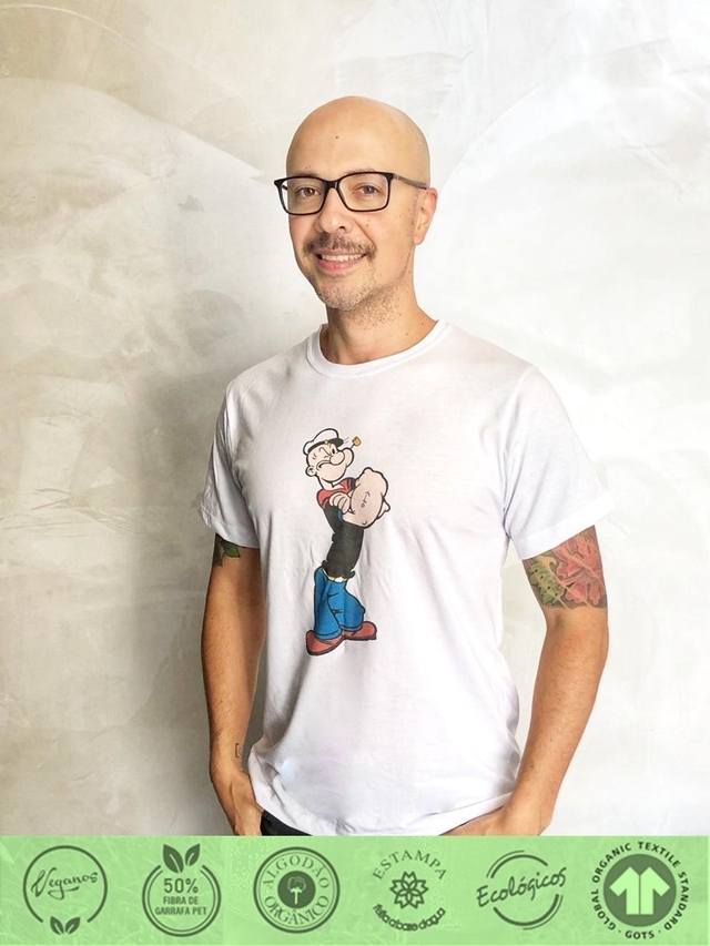 Camiseta Ecológica Popeye - Algodão Orgânico E Fibra De Pet (modelo 2)