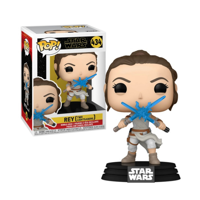 Boneco Funko Pop Star Wars Rey Two Lightsabers 434