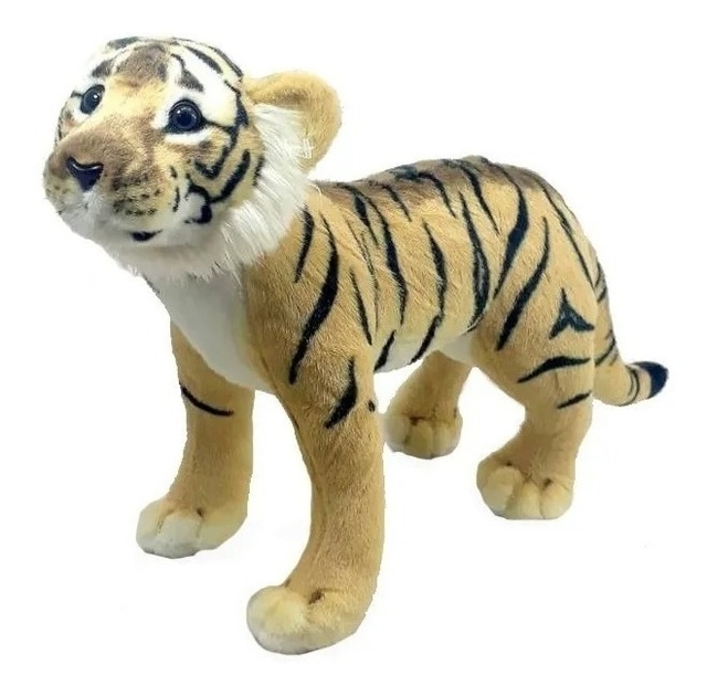 Tigre De Pelúcia 33 Cm Comp. Linha Grandes Felinos Luxo