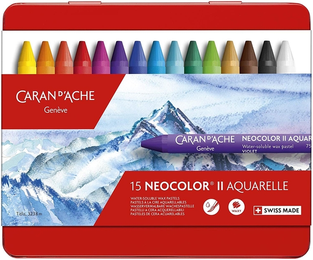 Estojo Giz Aquarelável Caran Dache Neocolor II 15 Cores 7500315