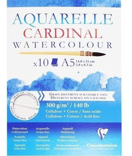 Papel Para Aquarela Clairefonatine Cardinal 300g/m² A5 96182