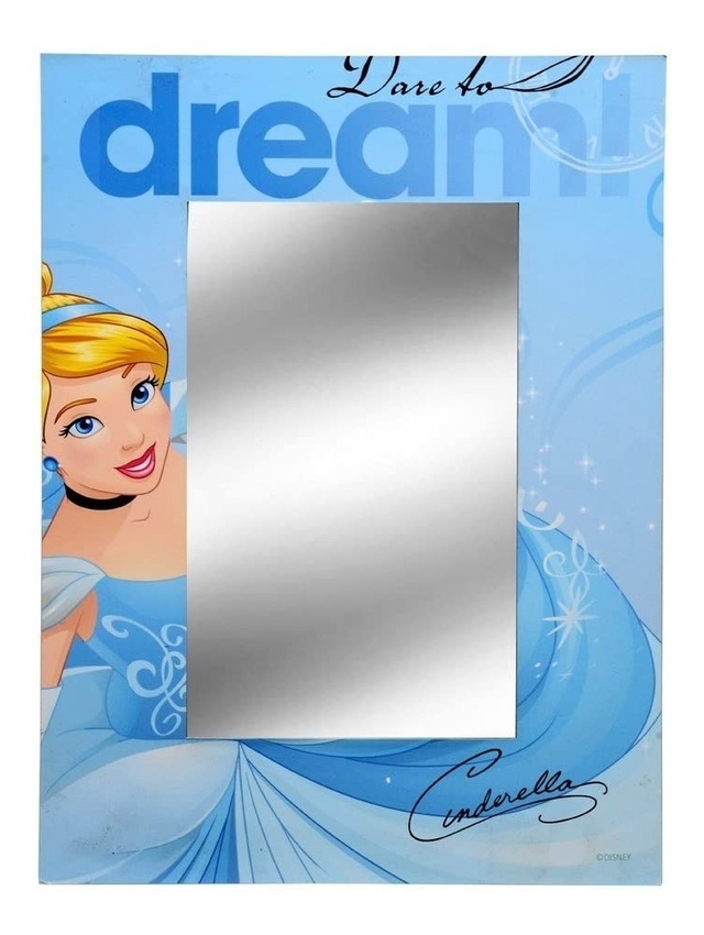 Espelho Com Moldura Cinderela Princesas Disney 40 X 30 Cm