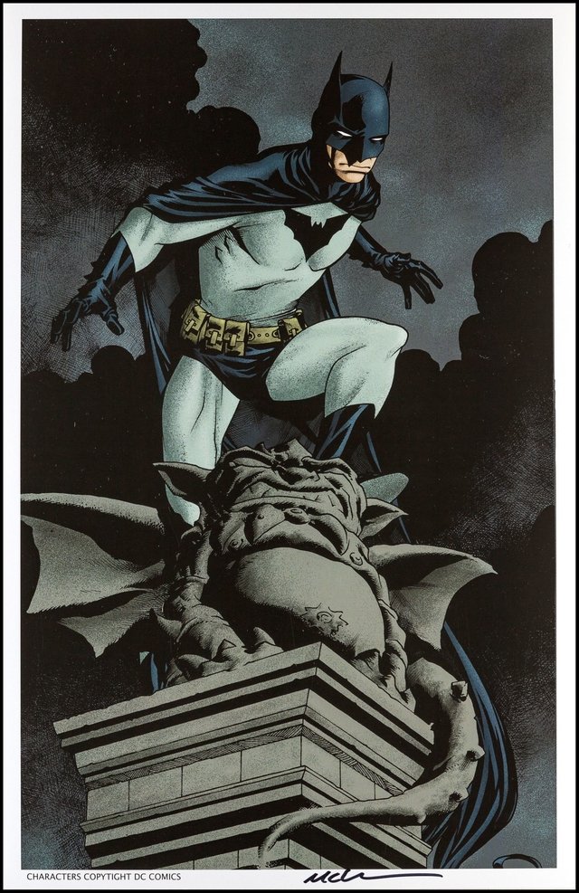 Print Batman na Gárgula - autografado por Mike McKone - 43,5cm x 28 cm