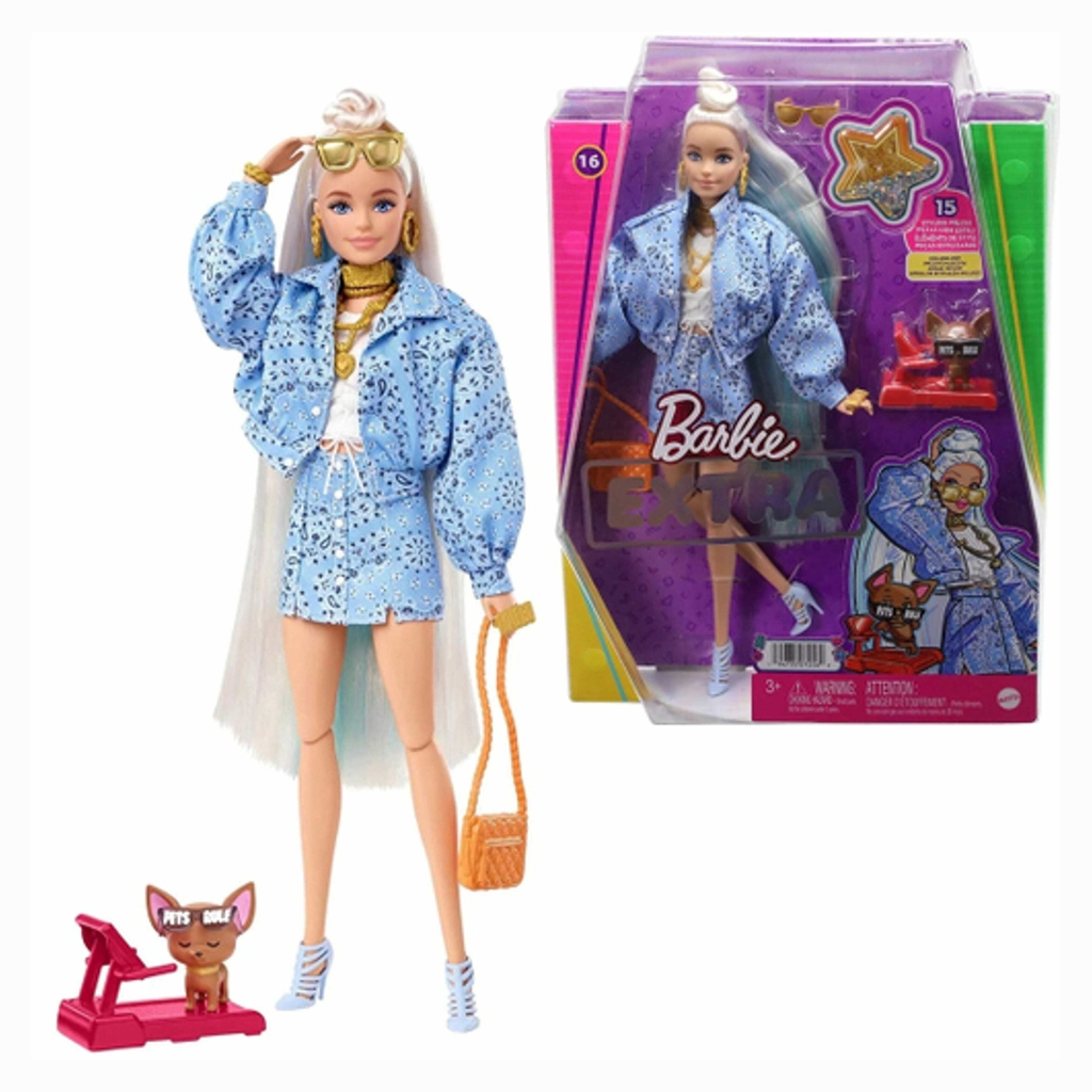 Boneca Barbie Extra Loira Mechas Azul Nº 16 Mattel Hhn08