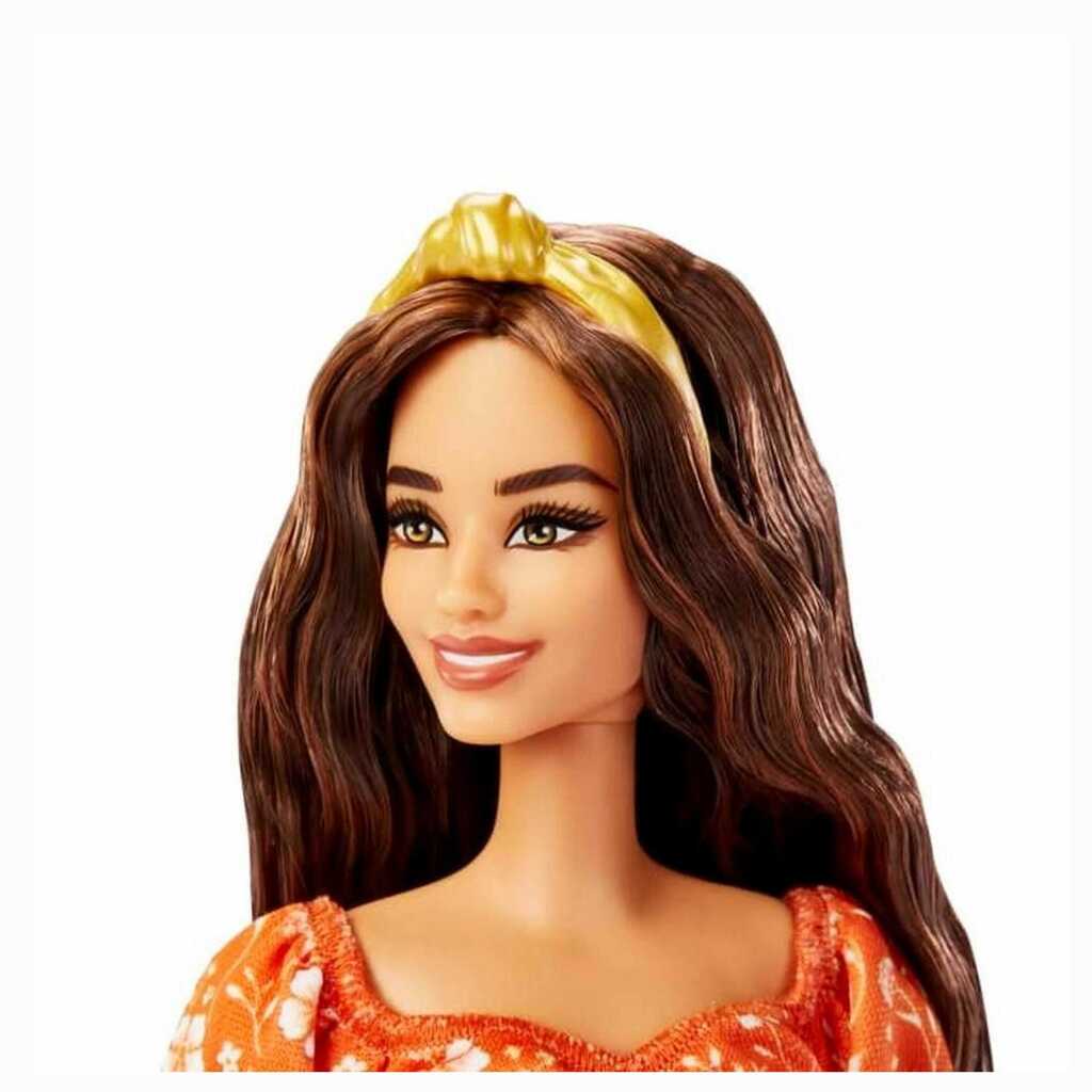 Boneca Barbie Fashionista Morena Vestido Laranja 182 FBR37 Mattel