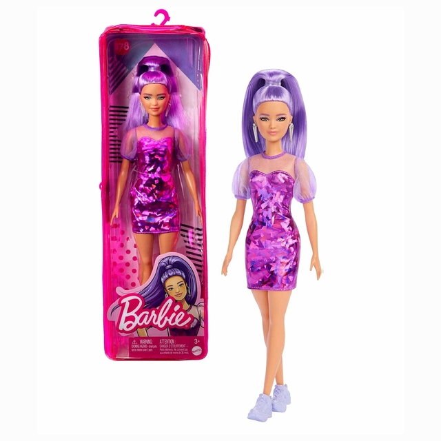 Boneca Barbie Fashionista Vestido E Cabelo Roxo 178 FBR37 Mattel