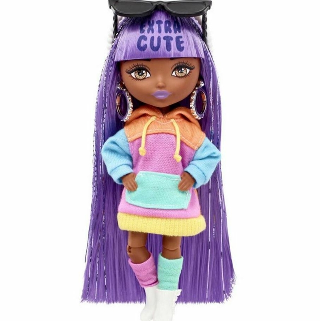 Barbie Extra Minis Negra Com Cabelo Roxo Hjk66