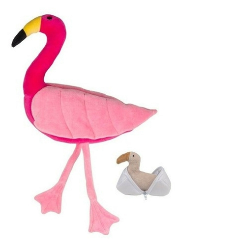 Pelúcia Bichos De Pano Flamingo Grávida Com 1 Filhote 5179