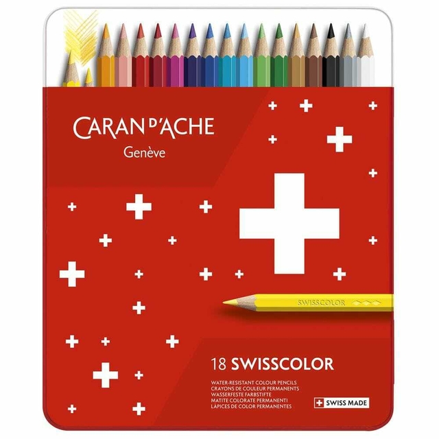 Lápis Permanente Caran Dache Swisscolor 18 Cores 1284718