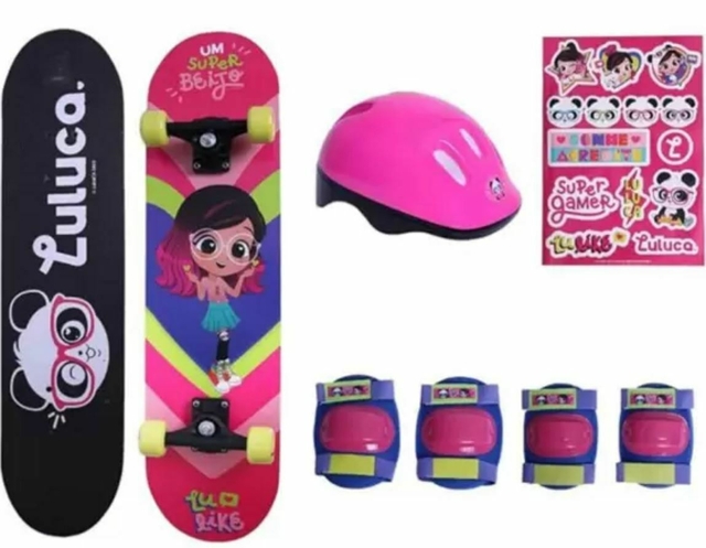 Skate Infantil Luluca Com Acessórios Rosa F01358 Fun
