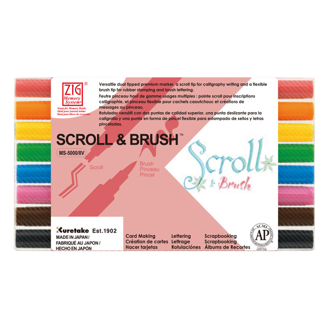 Caneta Zig Scroll & Brush 08 Cores MS50008VA