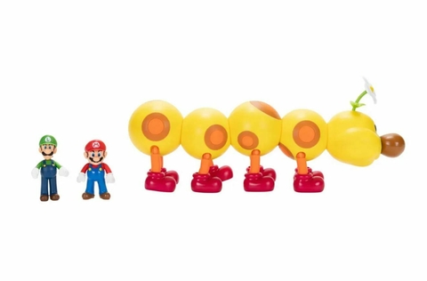 Conjunto com 3 Bonecos Wiggler, Mario e Luigi Super Mario Sunny 4213