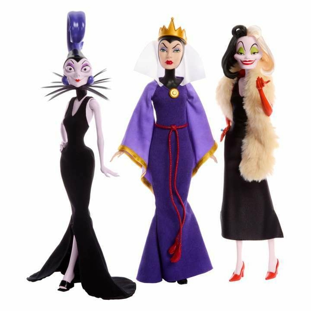 Disney Collector Villains Evil Queen Cruella Yzma Aniversário 100 Anos Hrf56 Mattel